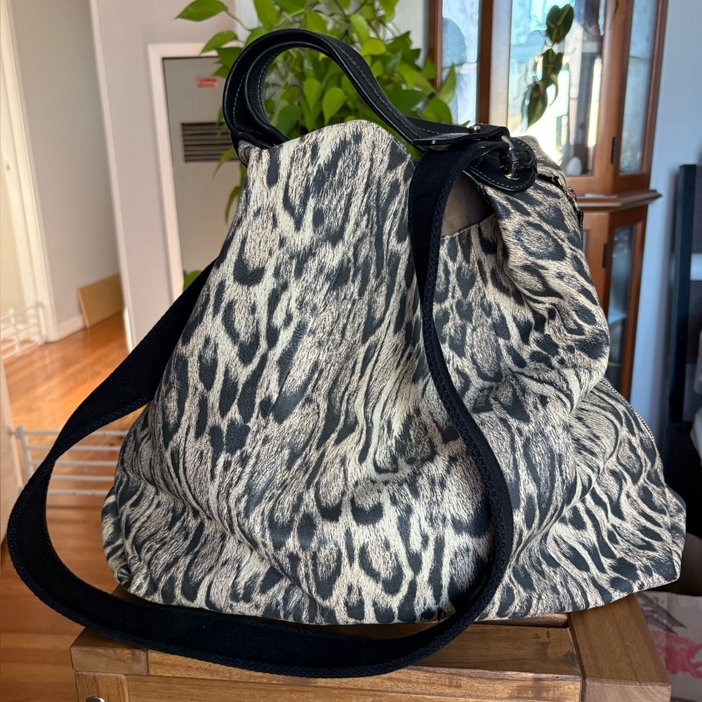 NWT Furla Elisabeth Hobo Ocelot Leather